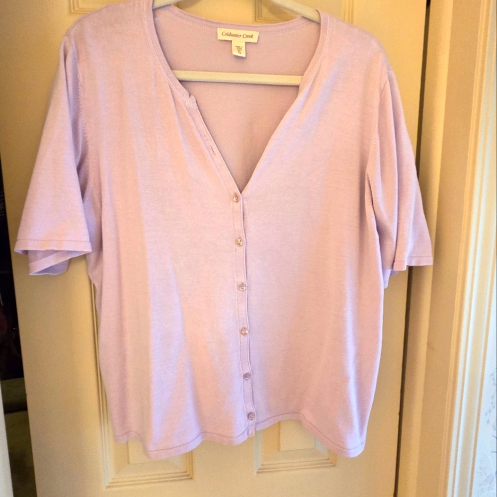 Coldwater Creek Women's Lavender Button-Up Top